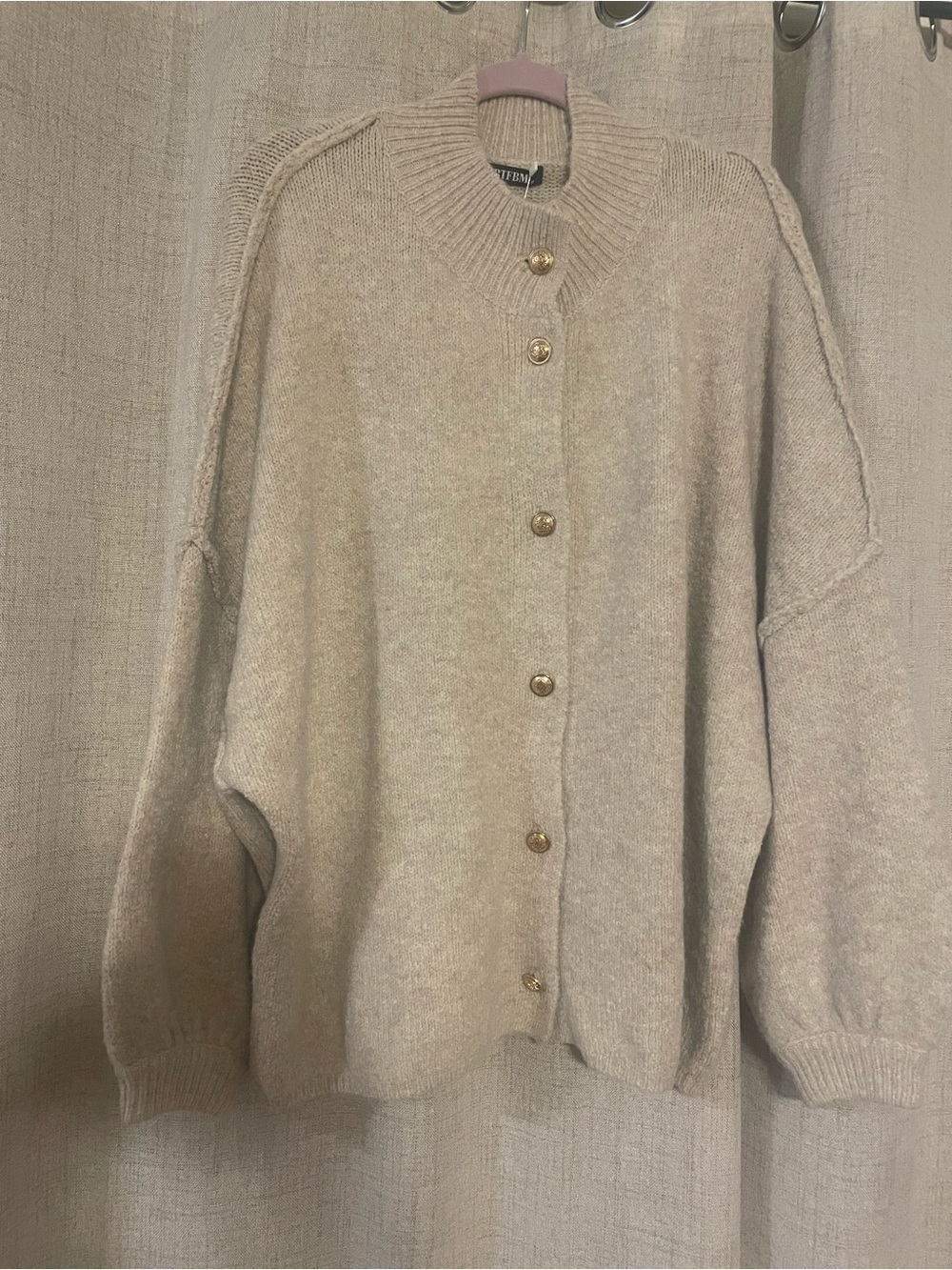BTFBM Cream Button-Up Women's Sweater Cardigan